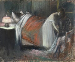 Le Lever - Impressionist Figures in Interior Pastel by Jean Louis Forain