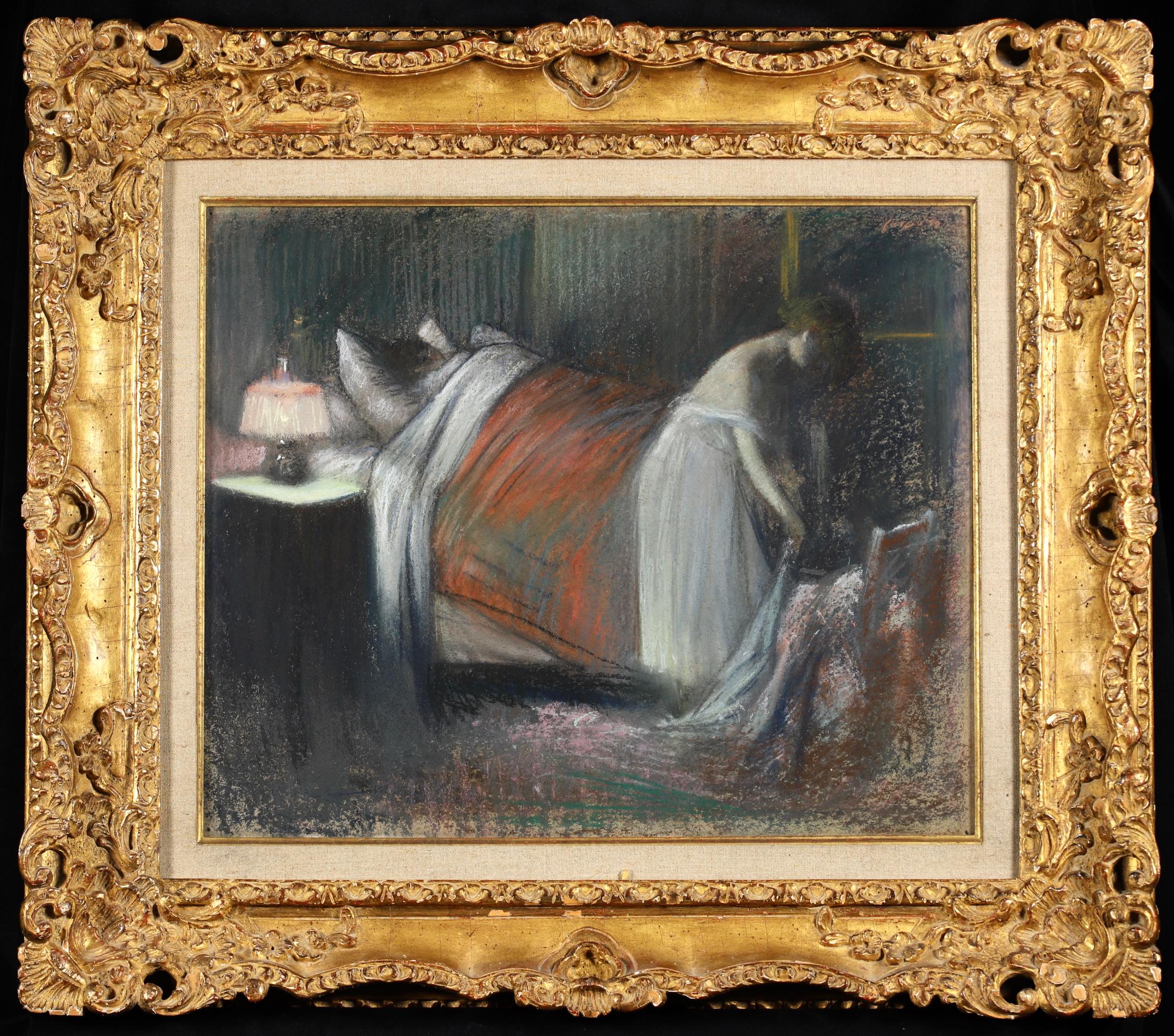 Le Lever - Impressionist Figures in Interior Pastel by Jean Louis Forain