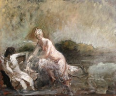 Les Baigneuses - Impressionist Figurative Landscape Oil by Jean Louis Forain