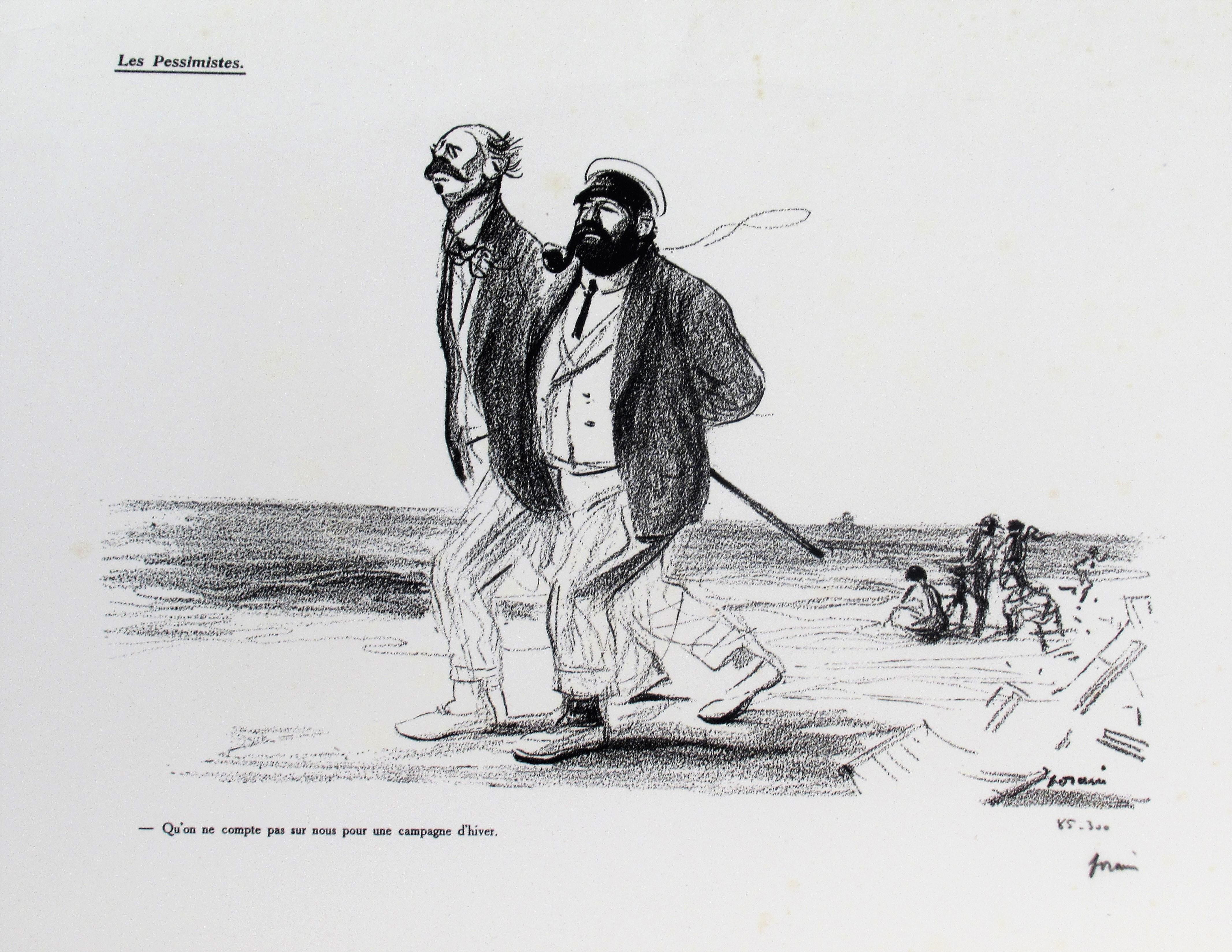 Figurative Print de Jean Louis Forain - Los pesimistas