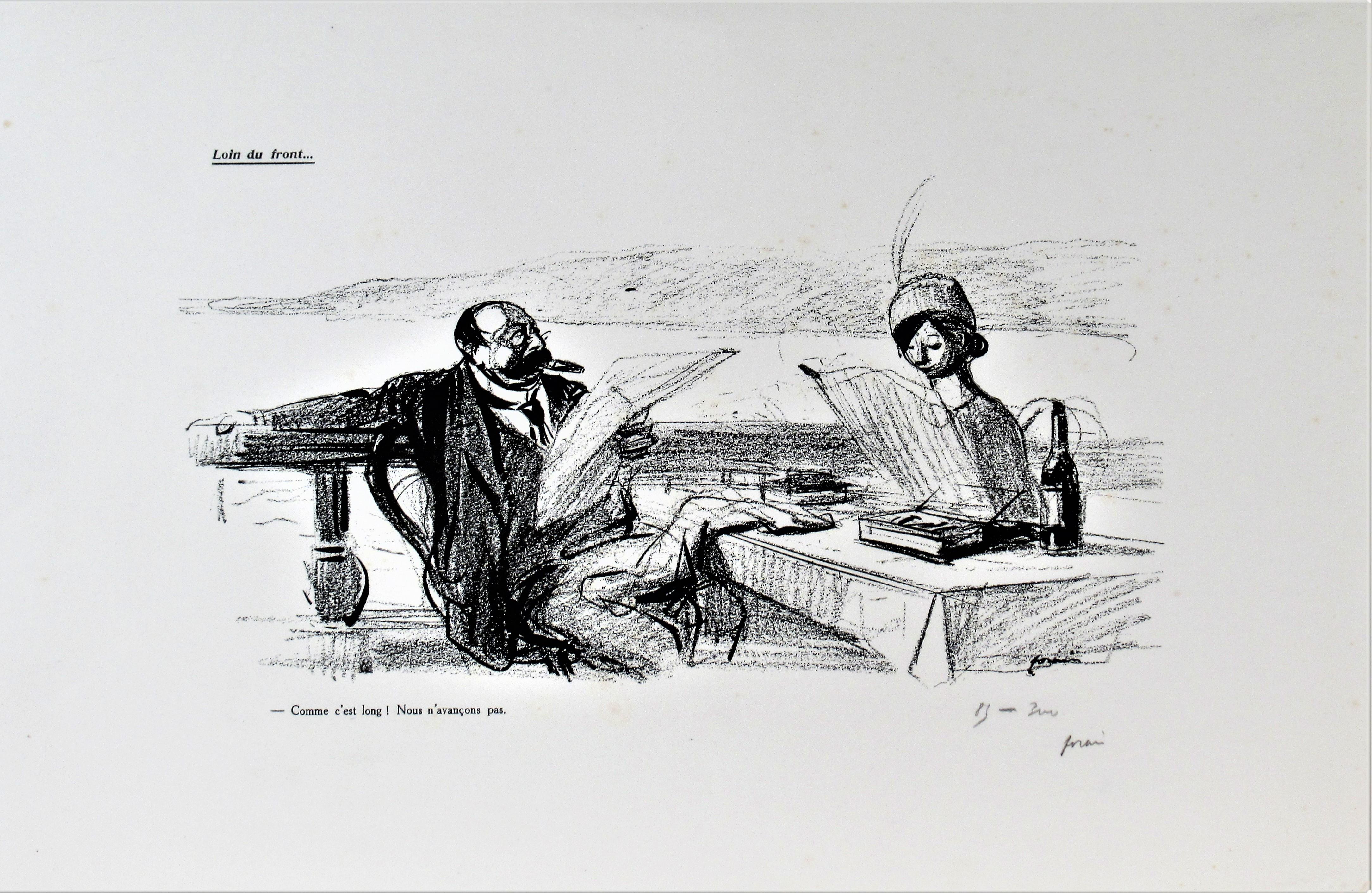Figurative Print Jean Louis Forain - Loin du Front