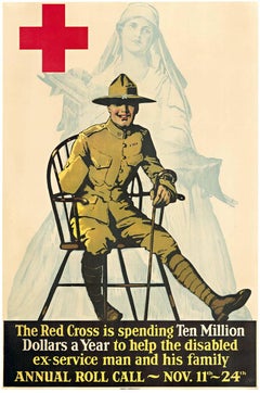 Original "The American Red Cross is spending Ten Million" Antique poster