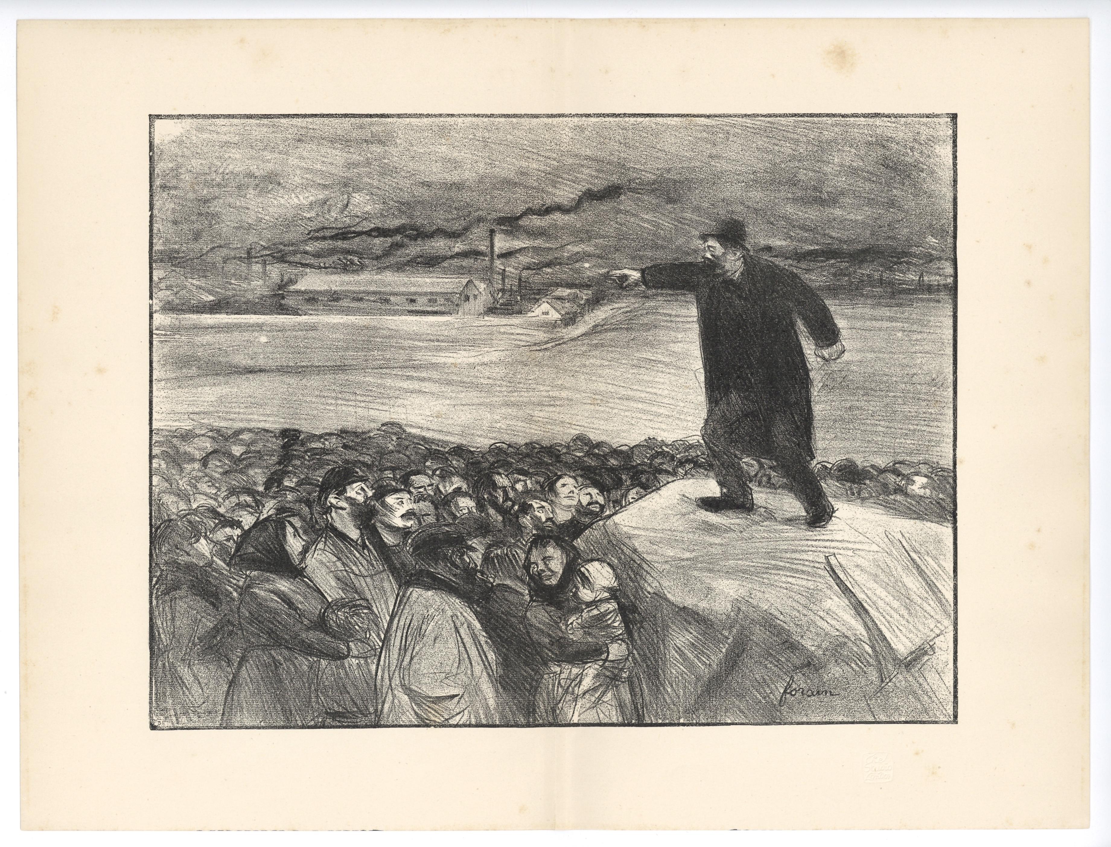 "The Agitator" (Union Man) original lithograph - Print by Jean-Louis Forain