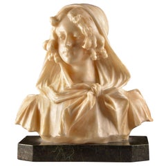 Jean-Louis Gregoire, Beautiful Lady, Marble and Alabaster Buste