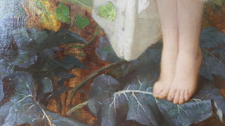 Jean Louis Hamon - Aurora in white toga smelling a flower. Goddess of ...