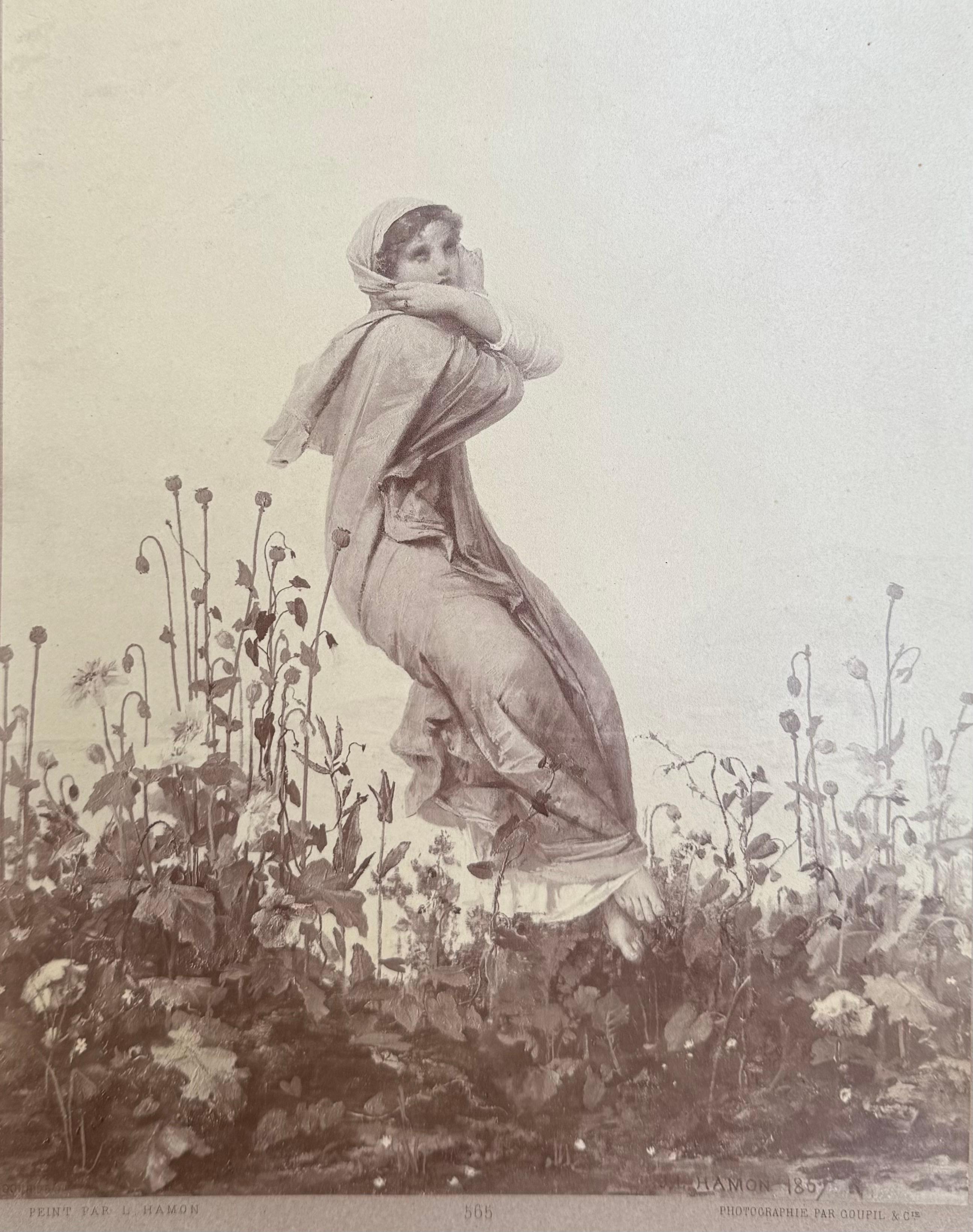 

Original-Fotogravüre einer jungen Frau im Garten.  Das Originalgemälde stammt von Jean Louis Harmon aus dem Jahr 1857.  Der Zustand ist sehr gut. Le Crepuscule ist das französische Wort für Dämmerung oder Abenddämmerung. 
Unter Glas. 