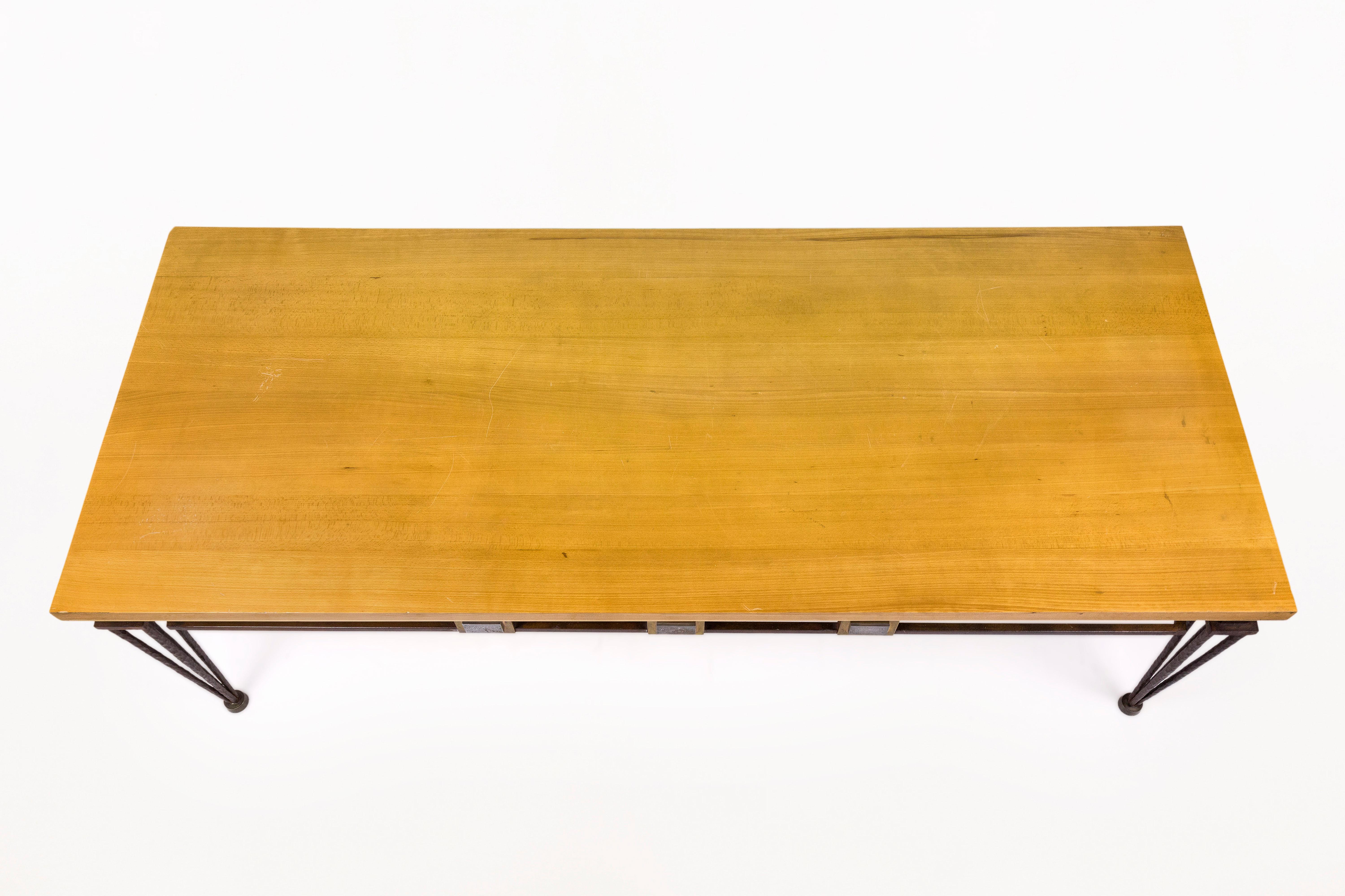French Jean Louis Hurlin Hammered Iron Dining Table, circa 1980, France