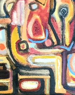 Mid-Century French Abstract Expressionist Oil on Canvas.