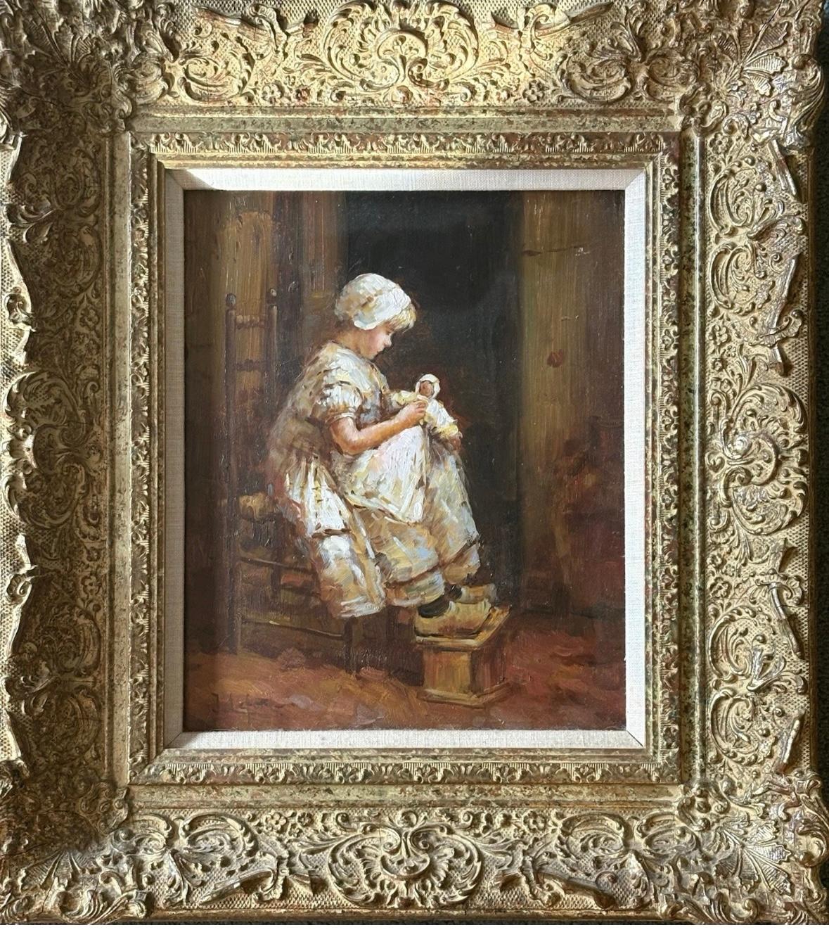 Jean Louis Lefort Portrait Painting - “Girl and Doll”
