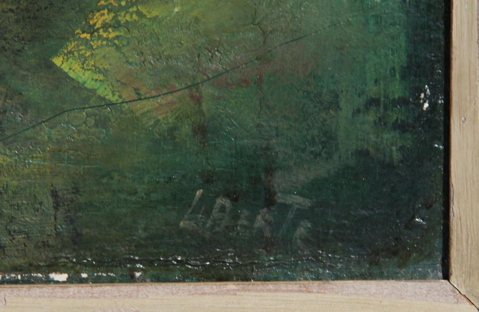 Französisches Dorf, Modernes Öl auf Leinwand Gemälde von Jean Louis Liberte im Angebot 2