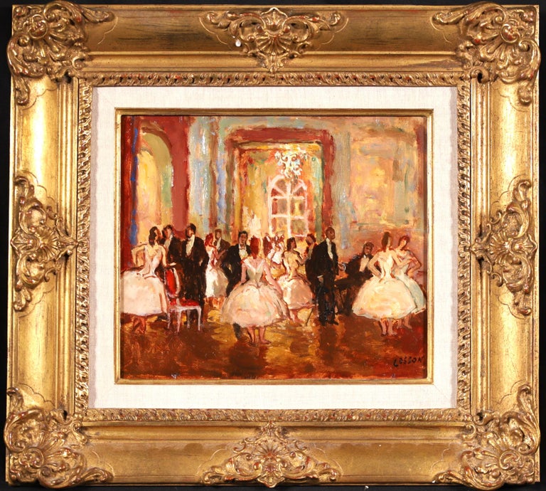 At the Ball - Post Impressionist Oil, Dancers in Interior by Jean L M Cosson - Painting by Jean-Louis-Marcel Cosson