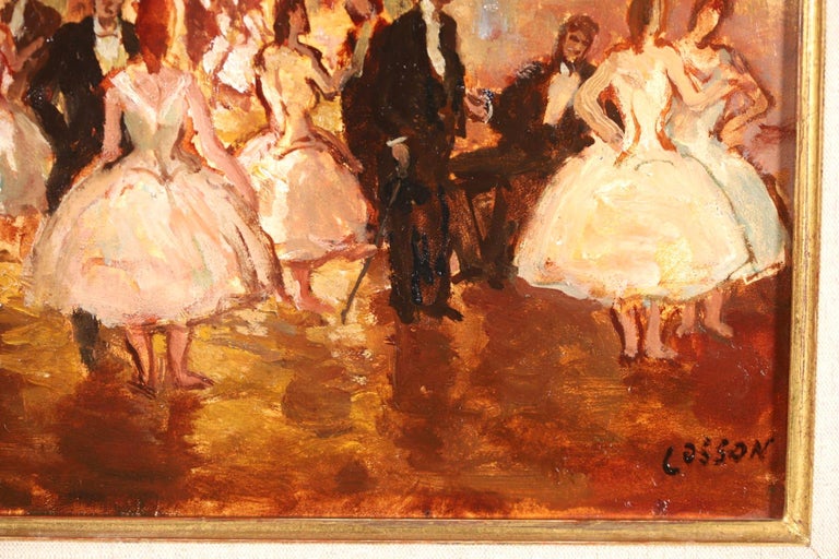 At the Ball - Post Impressionist Oil, Dancers in Interior by Jean L M Cosson For Sale 1