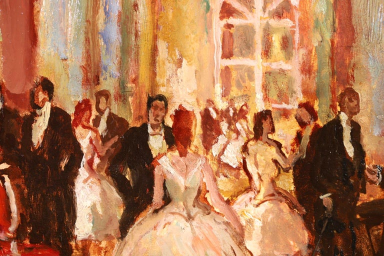 At the Ball - Post Impressionist Oil, Dancers in Interior by Jean L M Cosson For Sale 3