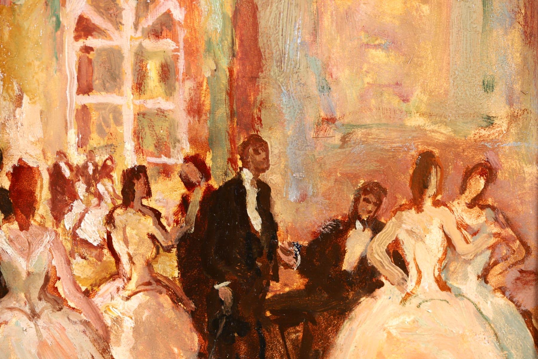 At the Ball - Post Impressionist Oil, Dancers in Interior by Marcel Cosson 1