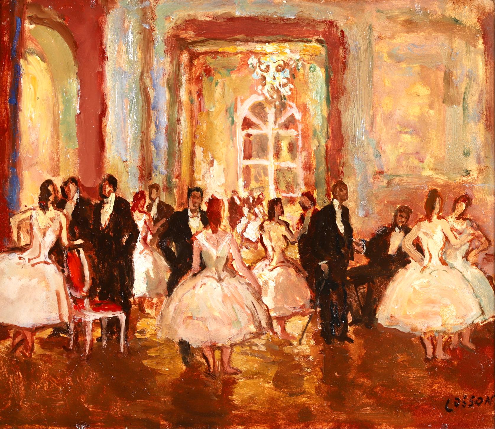 At the Ball - Post Impressionist Oil, Dancers in Interior by Jean L M Cosson