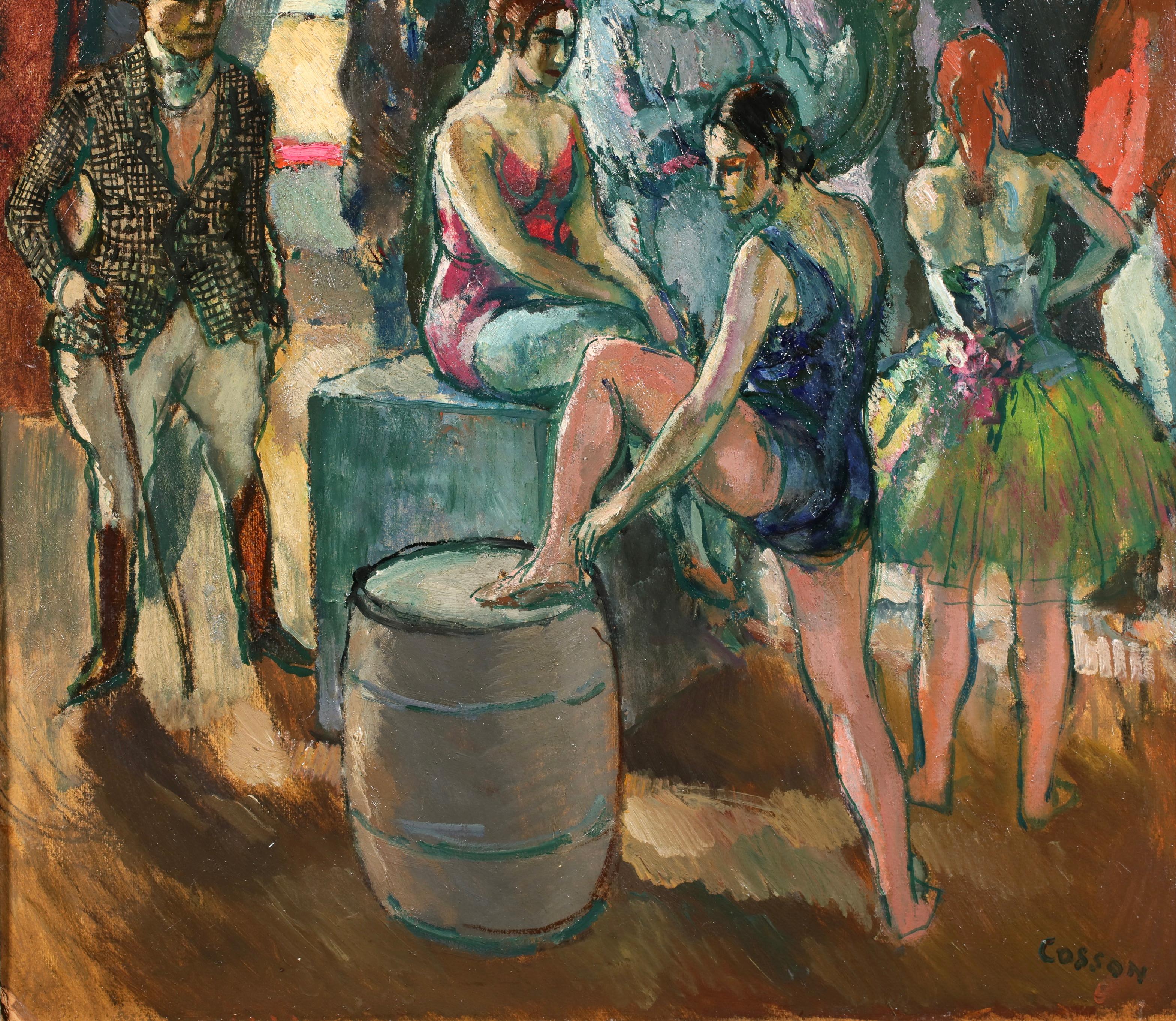 Au Cirque - Post Impressionist Figurative Oil Painting by Marcel Cosson 2