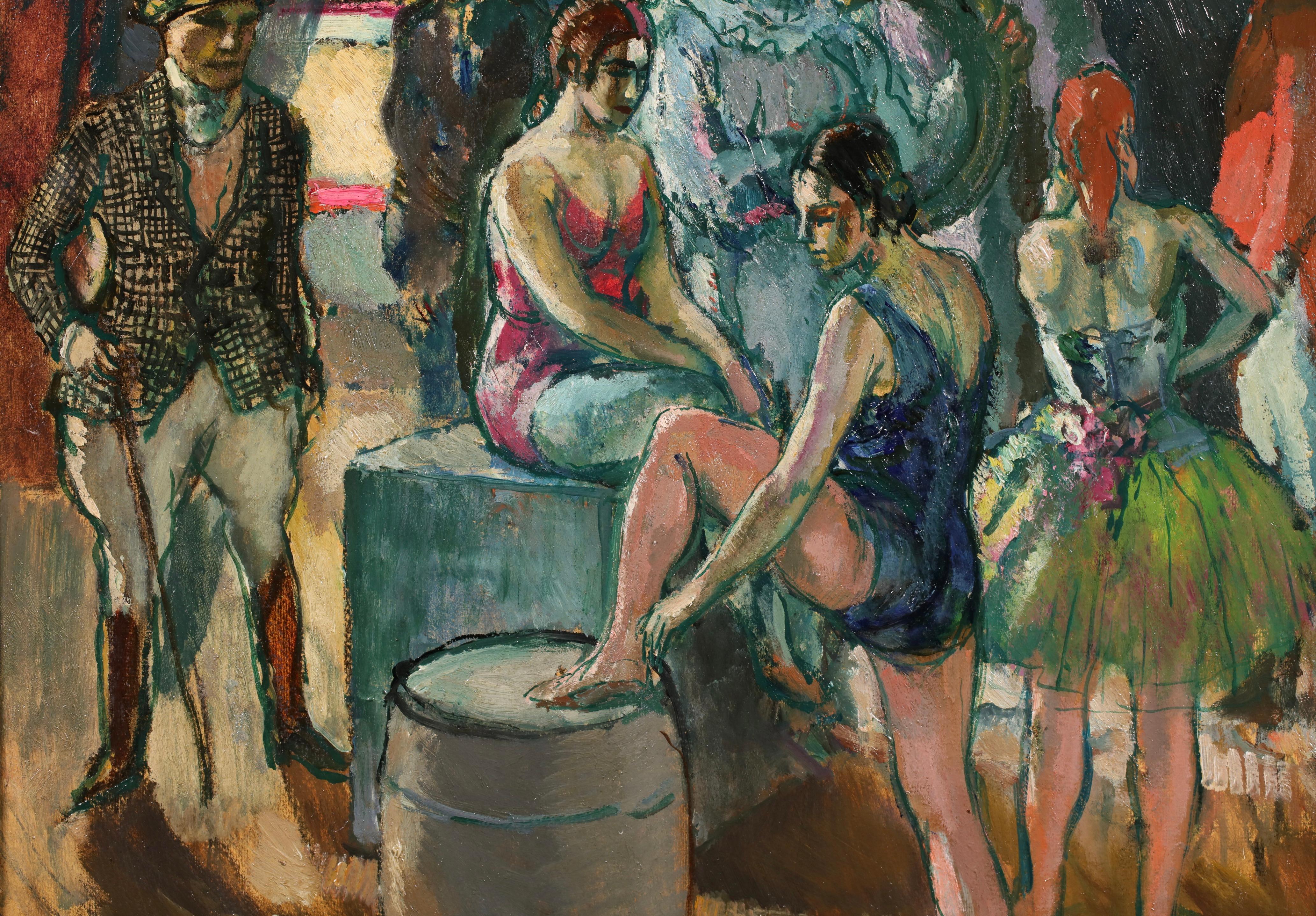 Au Cirque - Post Impressionist Figurative Oil Painting by Marcel Cosson 3