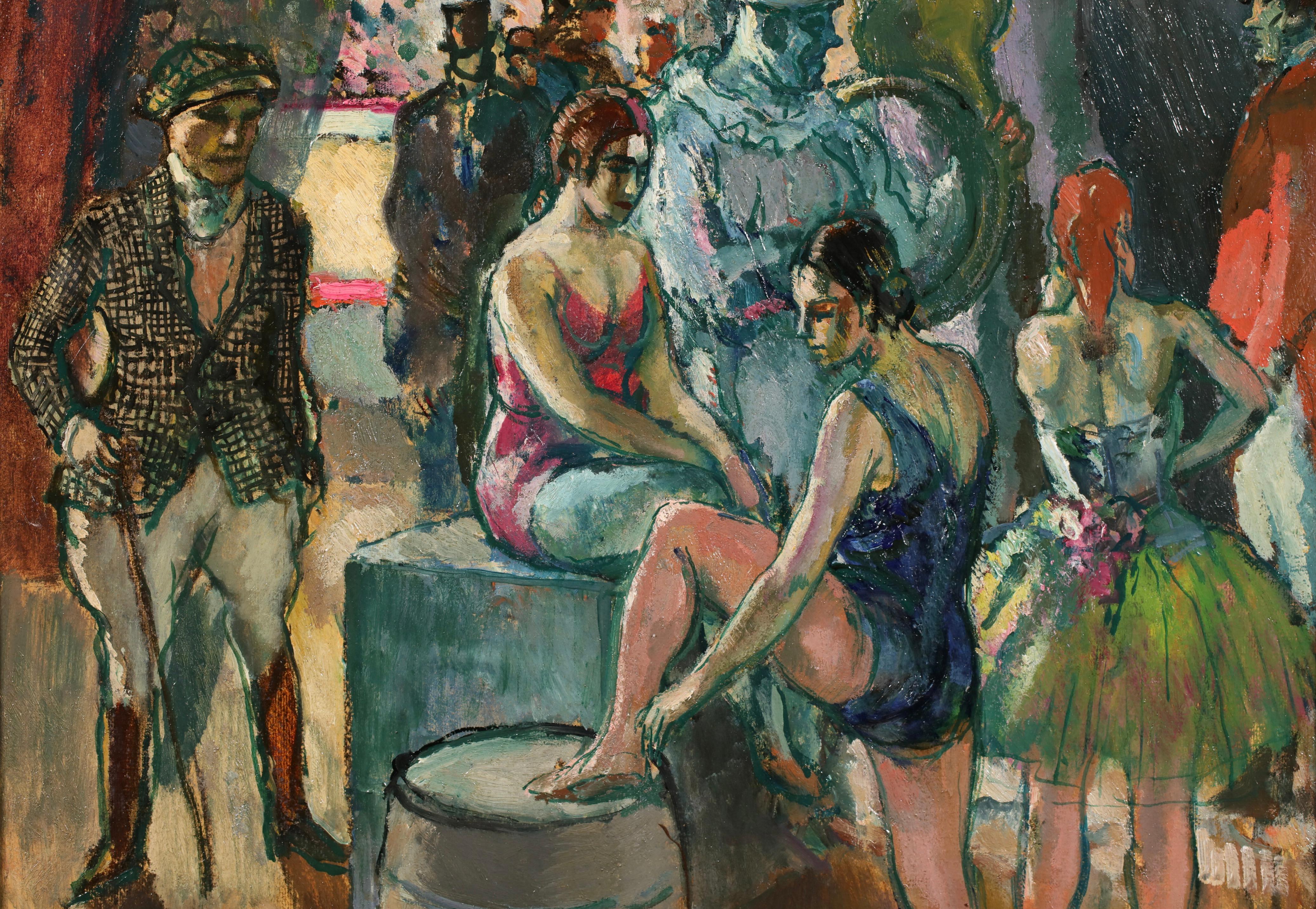 Au Cirque - Post Impressionist Figurative Oil Painting by Marcel Cosson 4