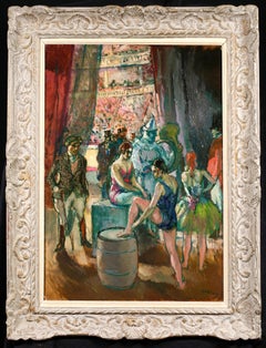 Antique Au Cirque - Post Impressionist Figurative Oil Painting by Marcel Cosson