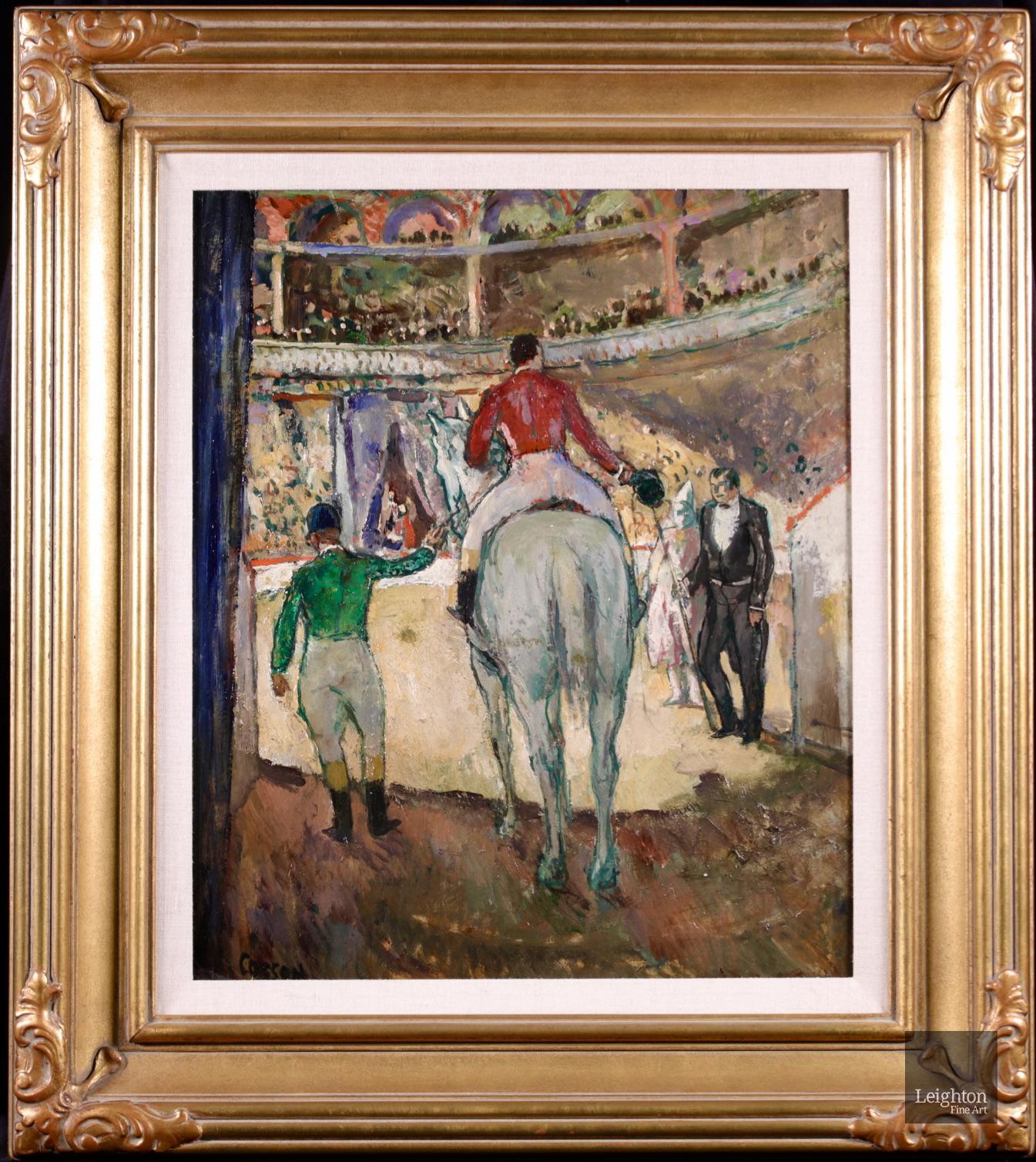 Au Cirque - Post Impressionist Oil, Figures & Horse at Circus by Marcel Cosson - Painting by Jean-Louis-Marcel Cosson