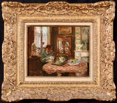 Au Salon - Post Impressionist Oil, Figure in Interior by Marcel Cosson