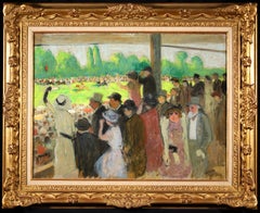 Aux Courses - Post Impressionist Oil, Figures at Horse Races by Marcel Cosson