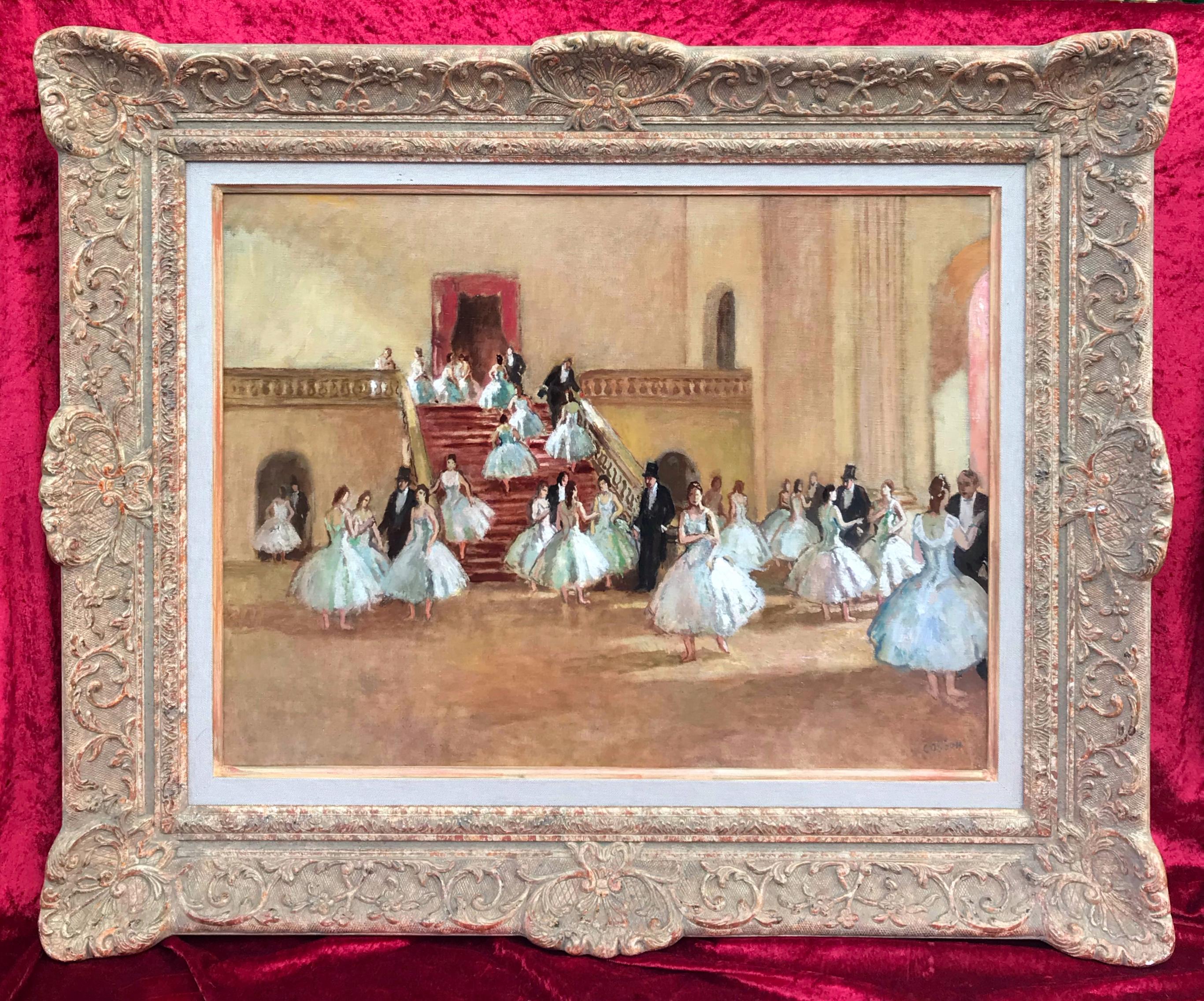 Jean-Louis-Marcel Cosson Interior Painting - Ballerinas at the Paris Opera - Postimpressionist painting