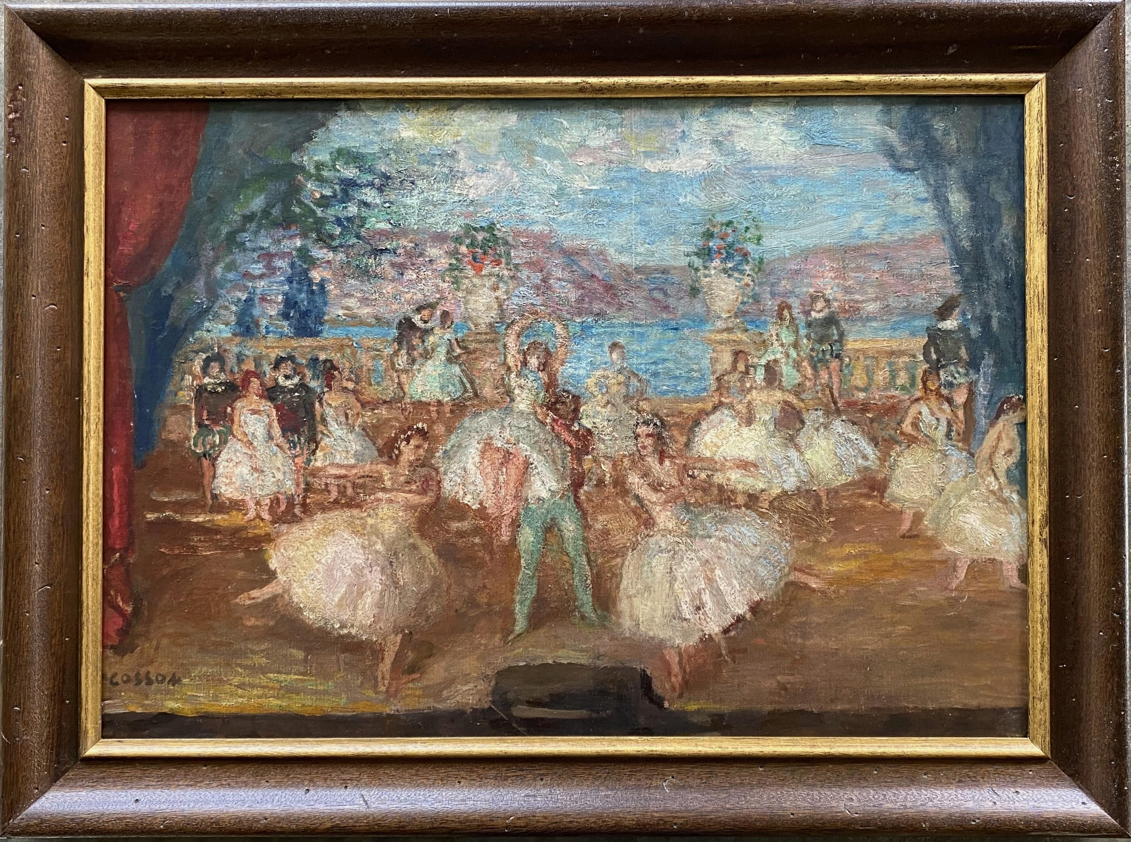 Ballerinas auf Bühne – Painting von Jean-Louis-Marcel Cosson