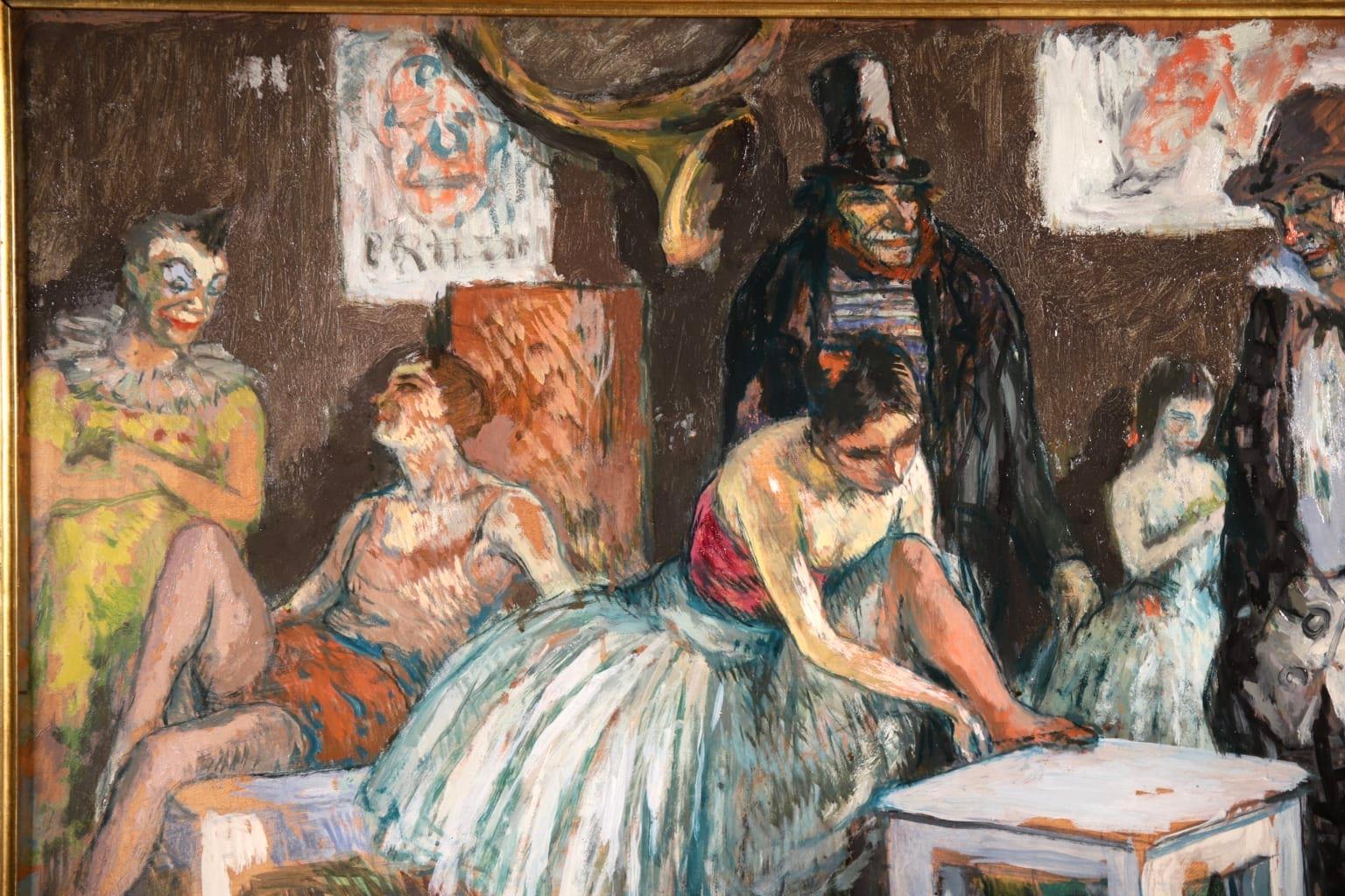 Circus Performers - Post Impressionist Oil, Figures in Interior by Marcel Cosson 5
