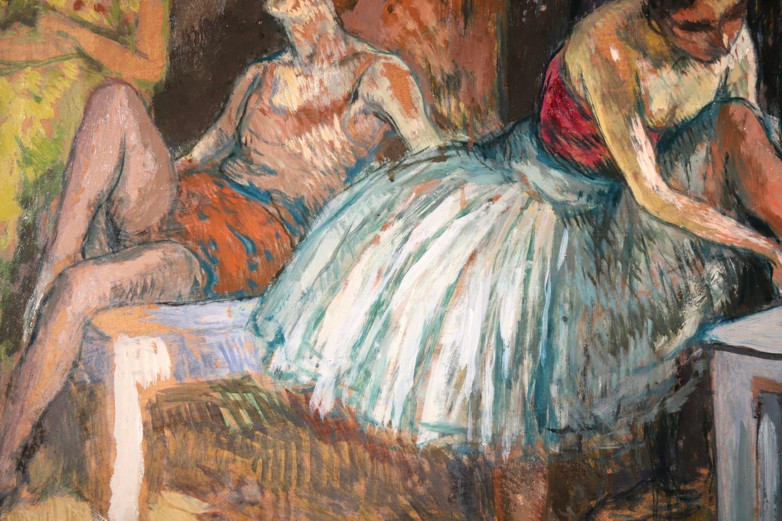 Circus Performers - Post Impressionist Oil, Figures in Interior by Marcel Cosson 1