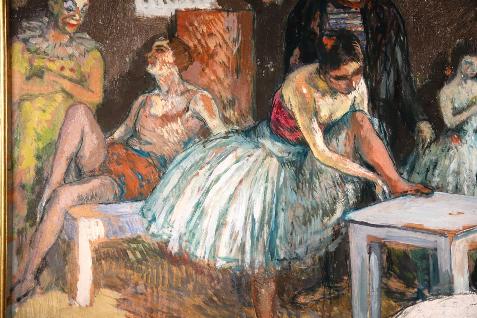 Circus Performers - Post Impressionist Oil, Figures in Interior by Marcel Cosson 2