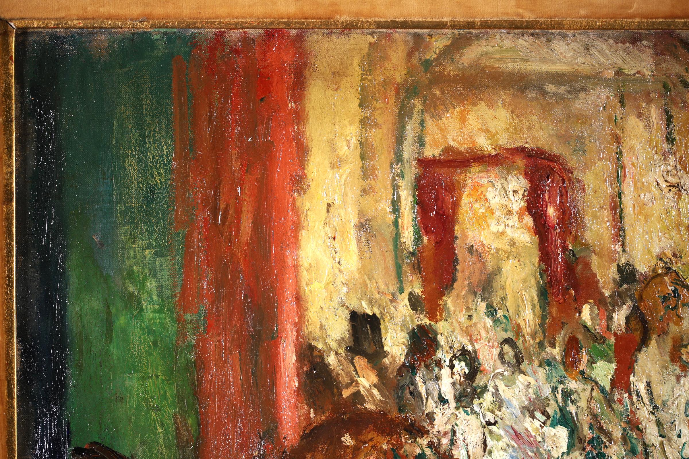 Dancer's Lodge - Post Impressionist Oil, Figures in Interior by Marcel Cosson 1