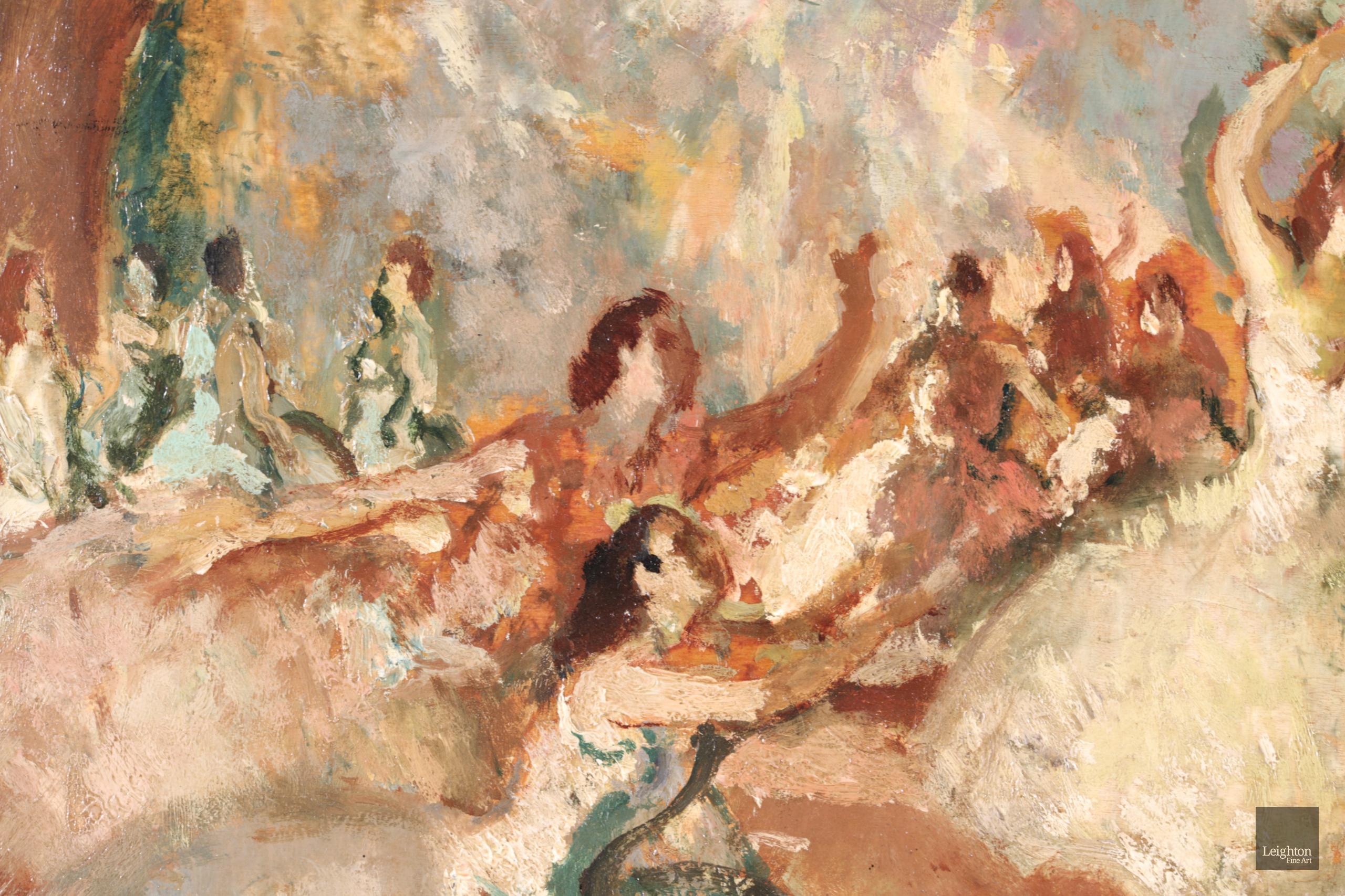 Dancers on a Stage - Post Impressionist Oil, Figures in Interior - Marcel Cosson 2