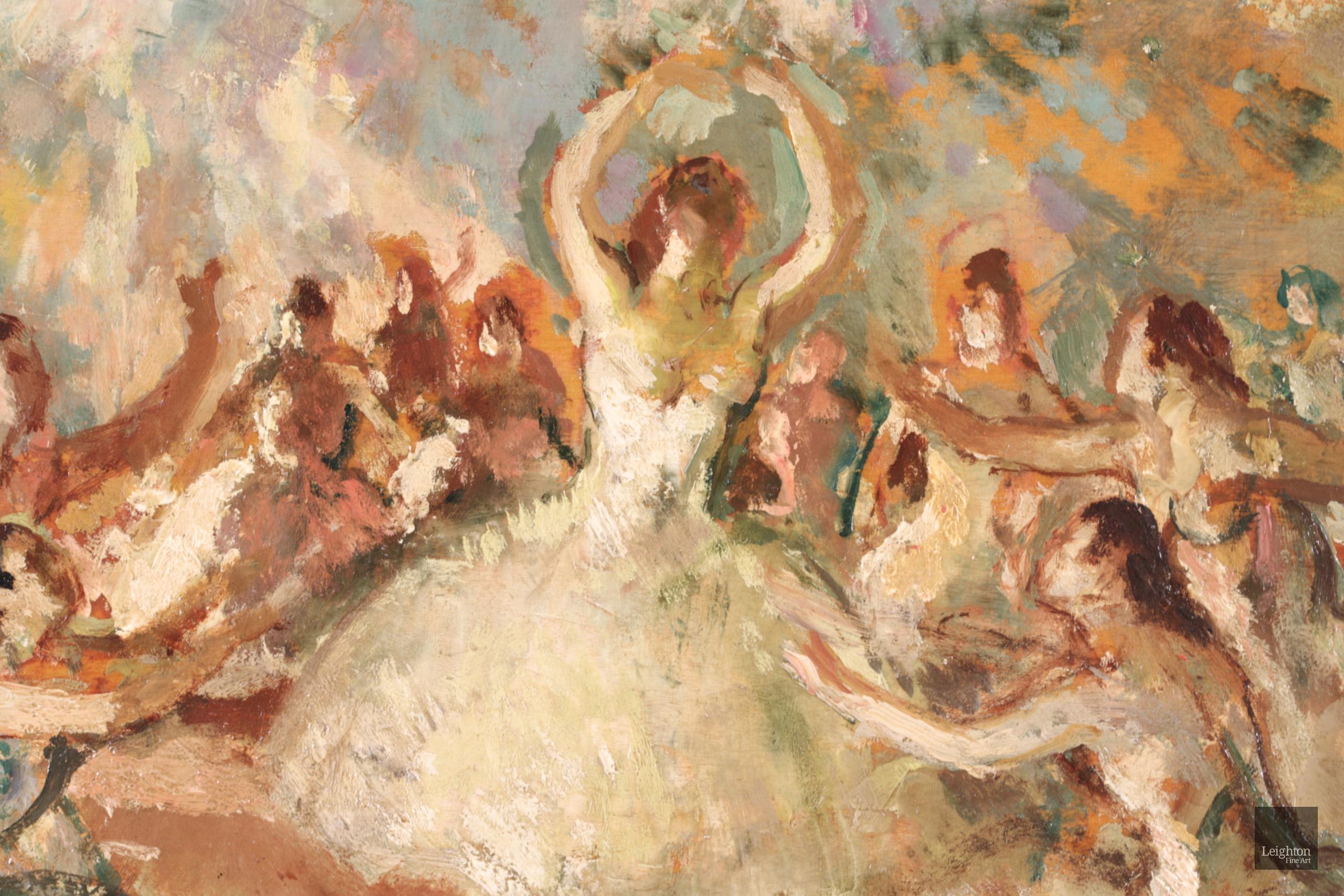Dancers on a Stage - Post Impressionist Oil, Figures in Interior - Marcel Cosson 3