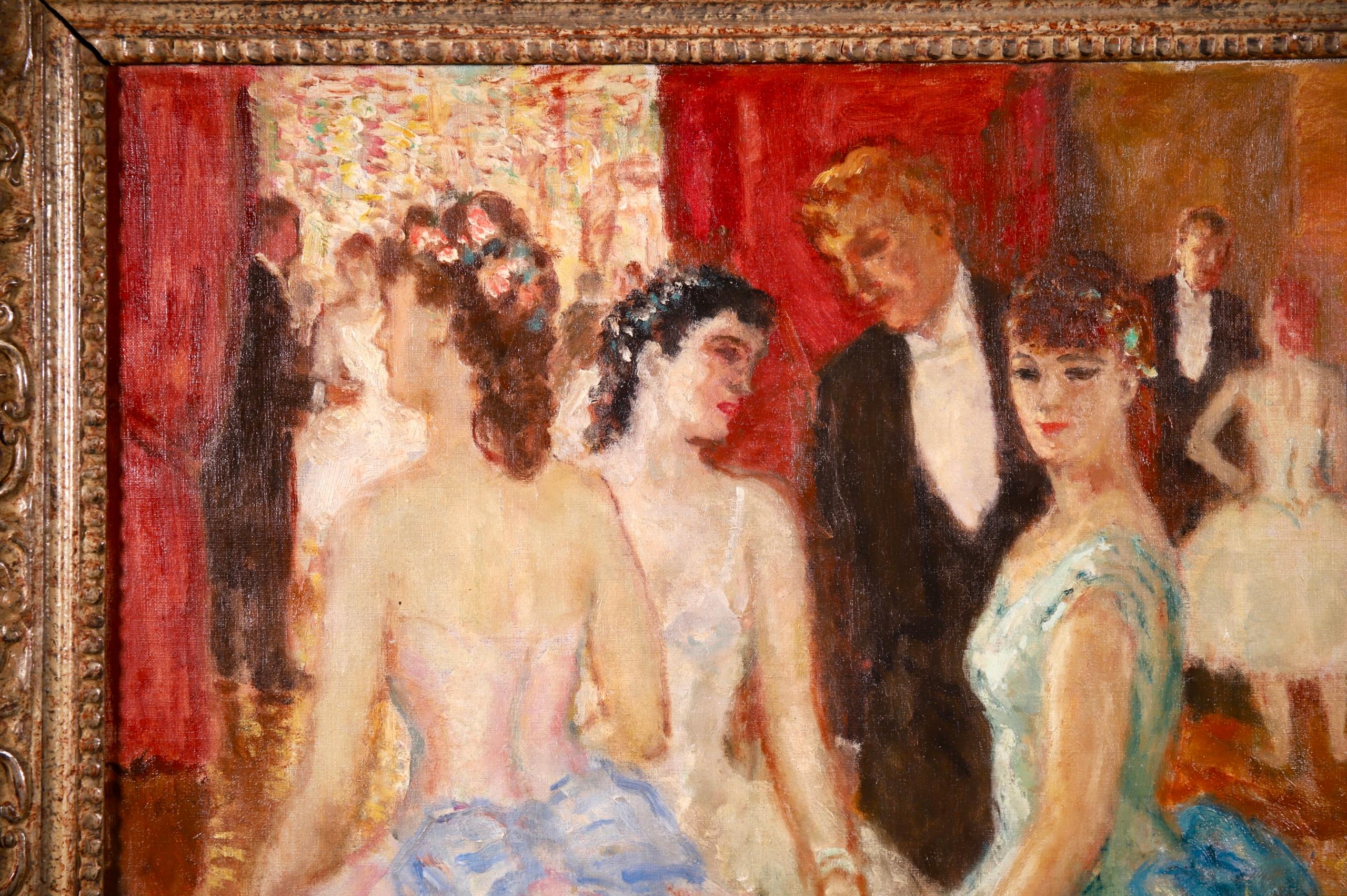 Dancers - Post Impressionist Oil, Elegant Figures in Interior by Marcel Cosson - Painting by Jean-Louis-Marcel Cosson