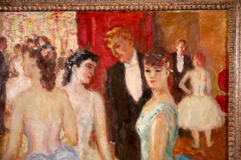 Dancers - Post Impressionist Oil, Elegant Figures in Interior by Marcel Cosson - Post-Impressionist Painting by Jean-Louis-Marcel Cosson