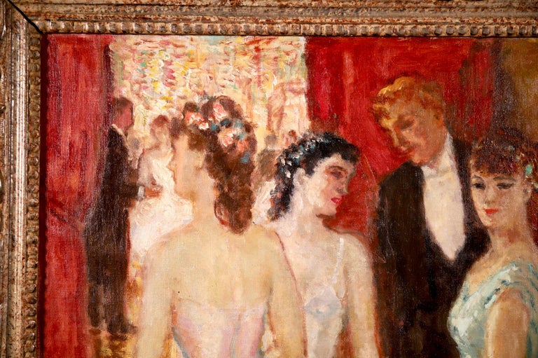 Dancers - Post Impressionist Oil, Elegant Figures in Interior by Marcel Cosson For Sale 3