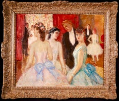 Dancers - Post Impressionist Oil, Elegant Figures in Interior by Marcel Cosson
