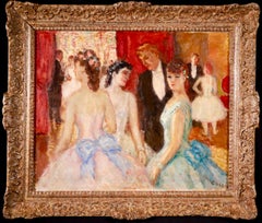 Les danseurs - Huile post-impressionniste, figures élégantes à l'intérieur par Marcel Cosson