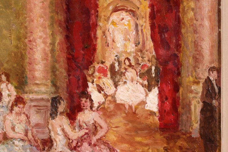 Danseurs au Foyer - Post Impressionist Oil, Figures in Interior by Marcel Cosson 5