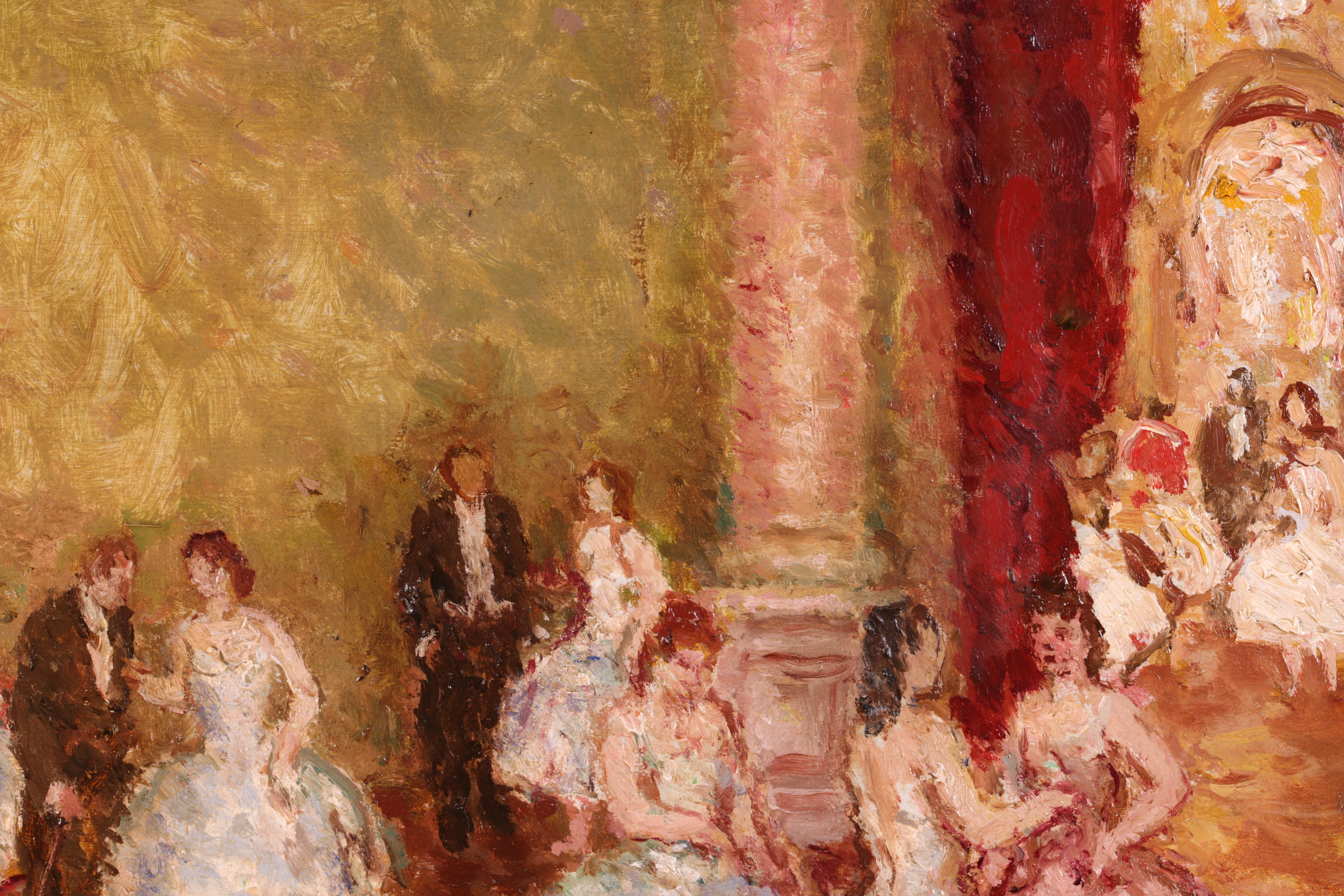 Danseurs au Foyer - Post Impressionist Oil, Figures in Interior by Marcel Cosson 2