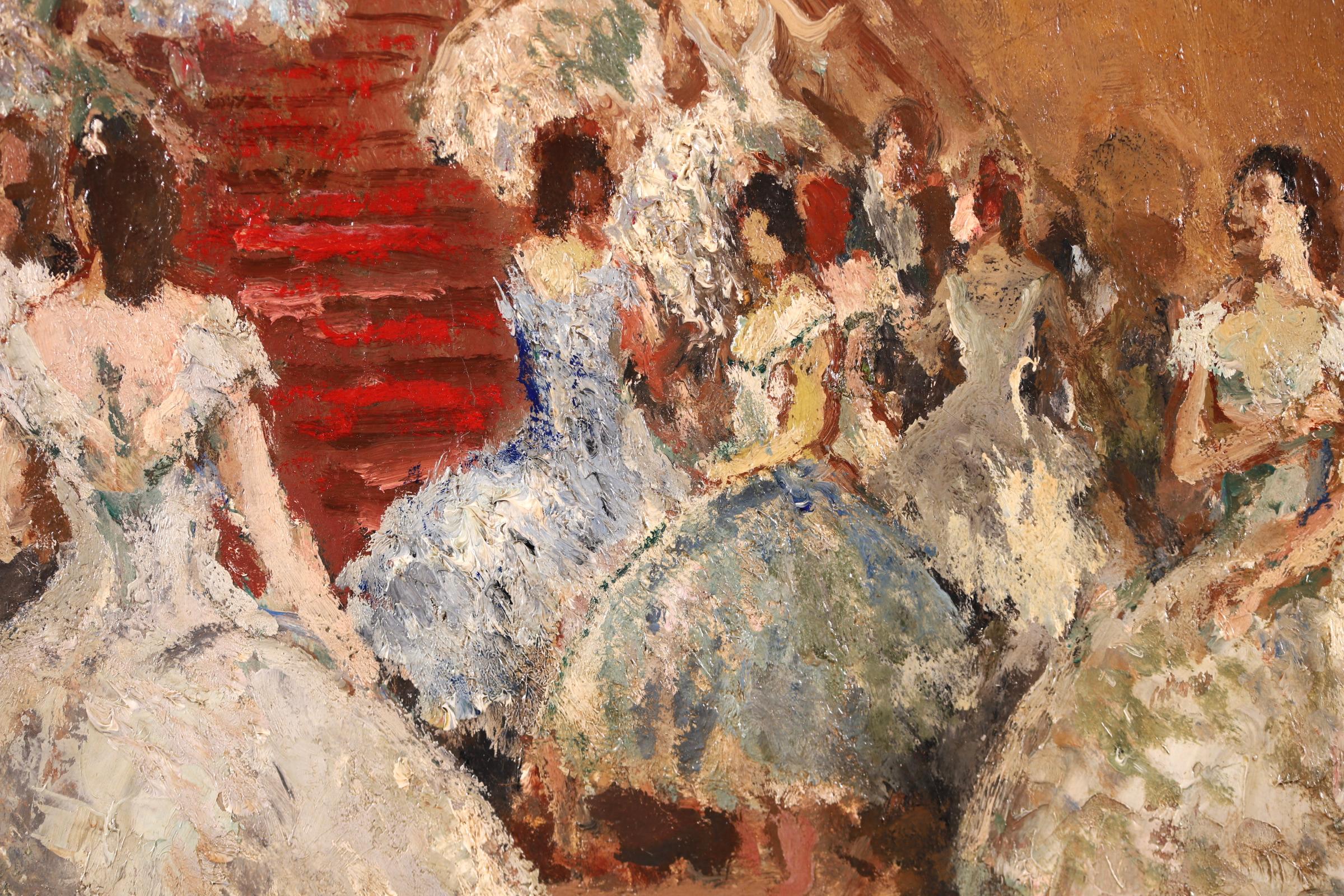 Danseurs dans un foyer - Post Impressionist Figurative Oil by Marcel Cosson 3