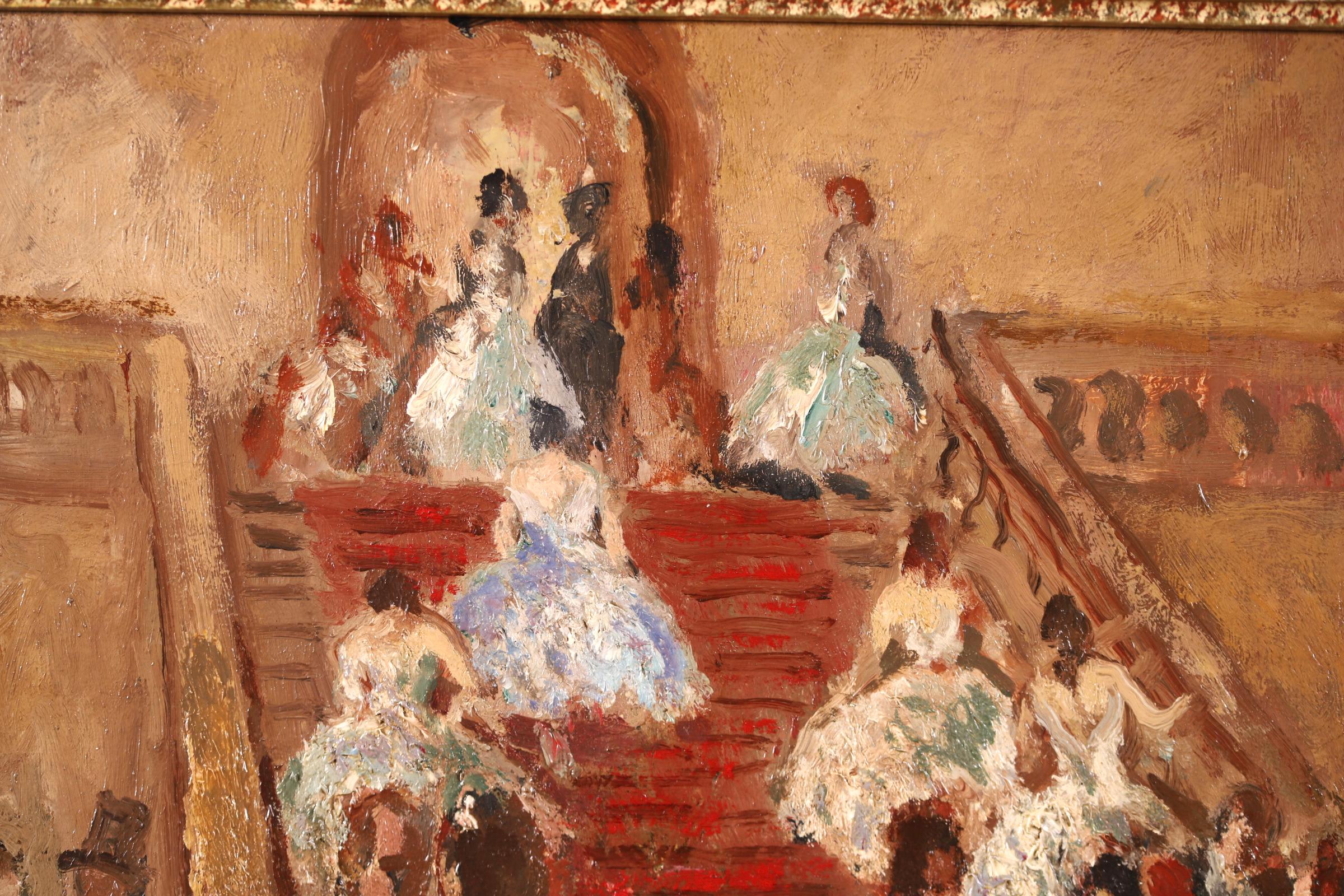 Danseurs dans un foyer - Post Impressionist Figurative Oil by Marcel Cosson 4