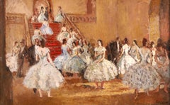 Danseurs dans un foyer - Huile figurative post-impressionniste de Marcel Cosson