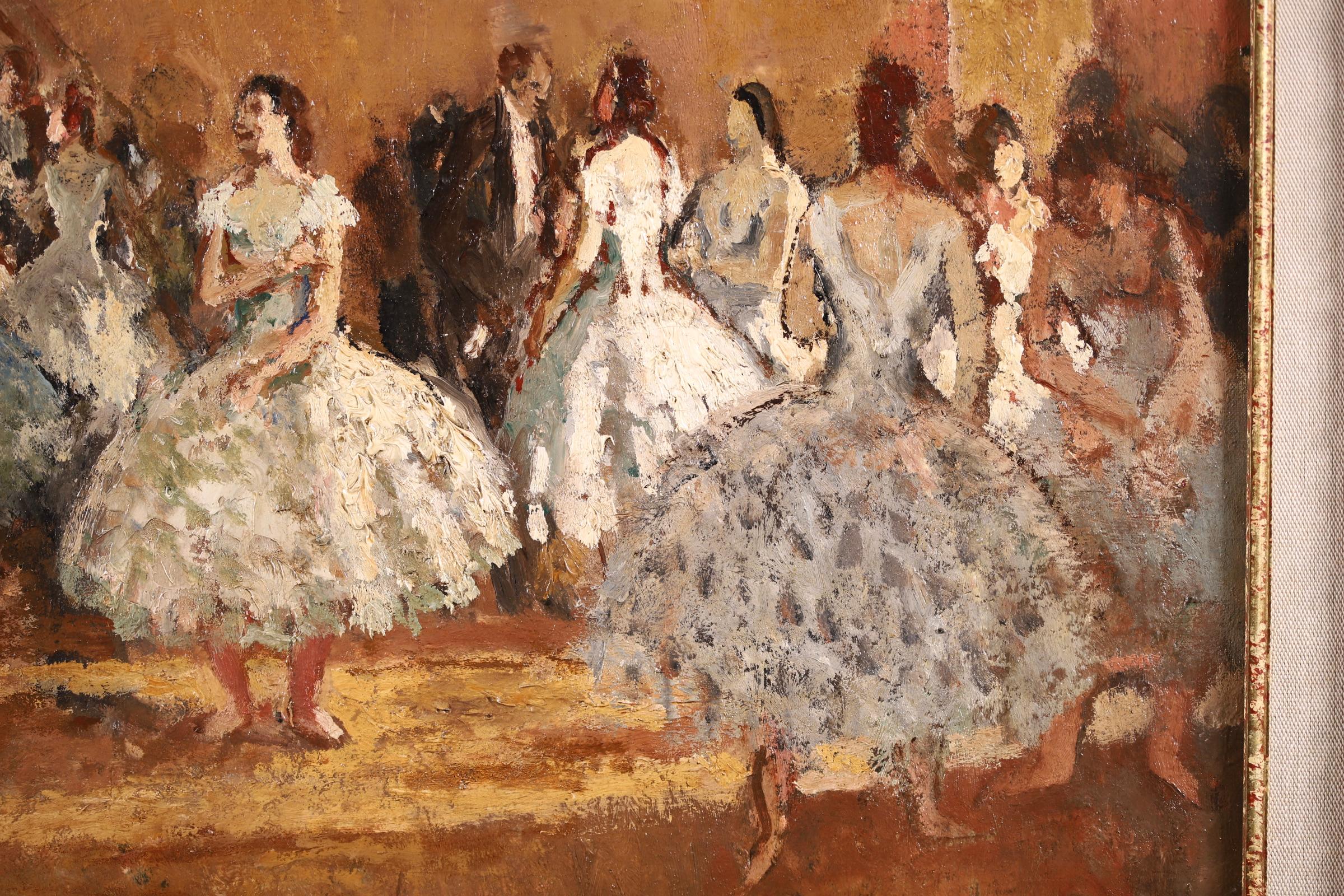 Danseurs dans un foyer - Post Impressionist Figurative Oil by Marcel Cosson 1
