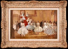 Used Danseurs dans un foyer - Post Impressionist Figurative Oil by Marcel Cosson