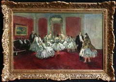 Danseuse - Huile post-impressionniste, Danseurs de ballet dansant à l'intérieur par Jean Cosson