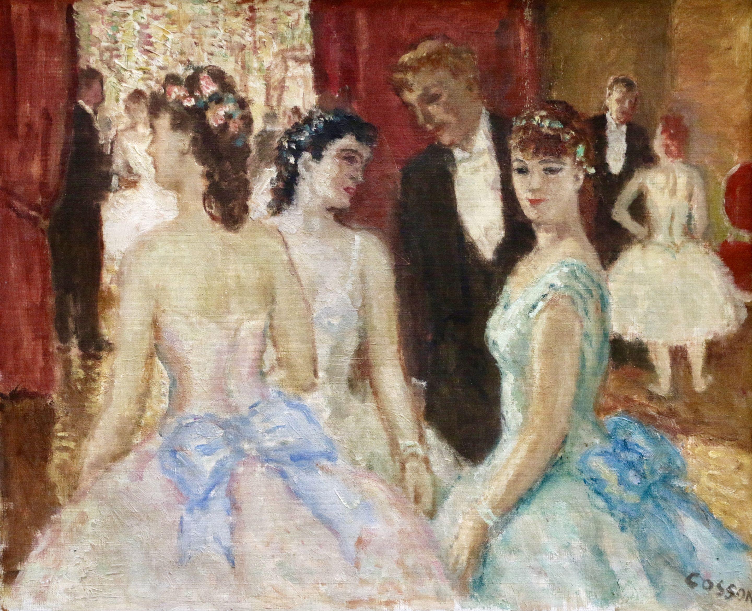 Danseuses - Post Impressionist Oil, Elegant Figures in Interior by Jean Cosson