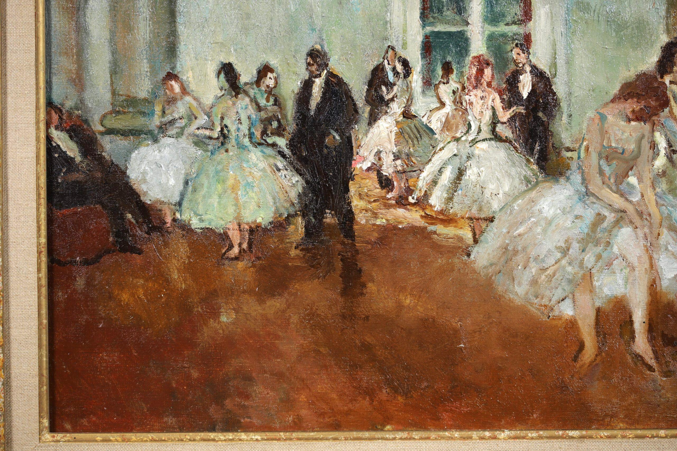 Danseuses au foyer - Post Impressionist Figurative Interior Oil by Marcel Cosson 1
