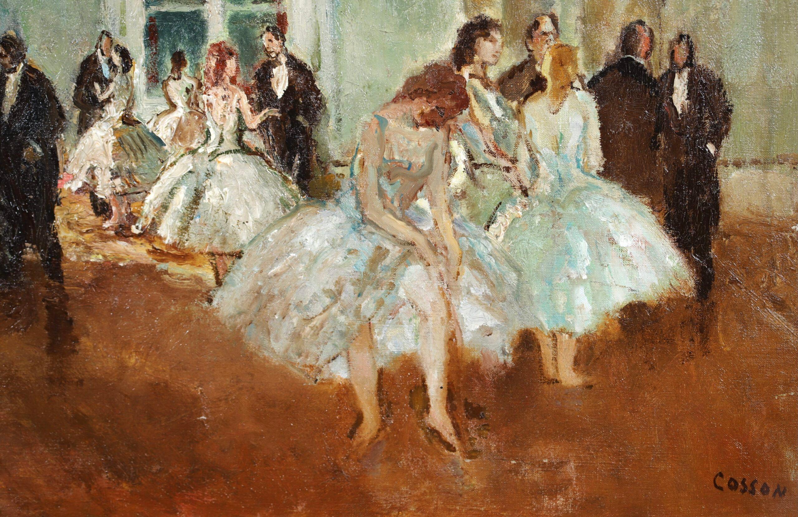 Danseuses au foyer - Post Impressionist Figurative Interior Oil by Marcel Cosson 2
